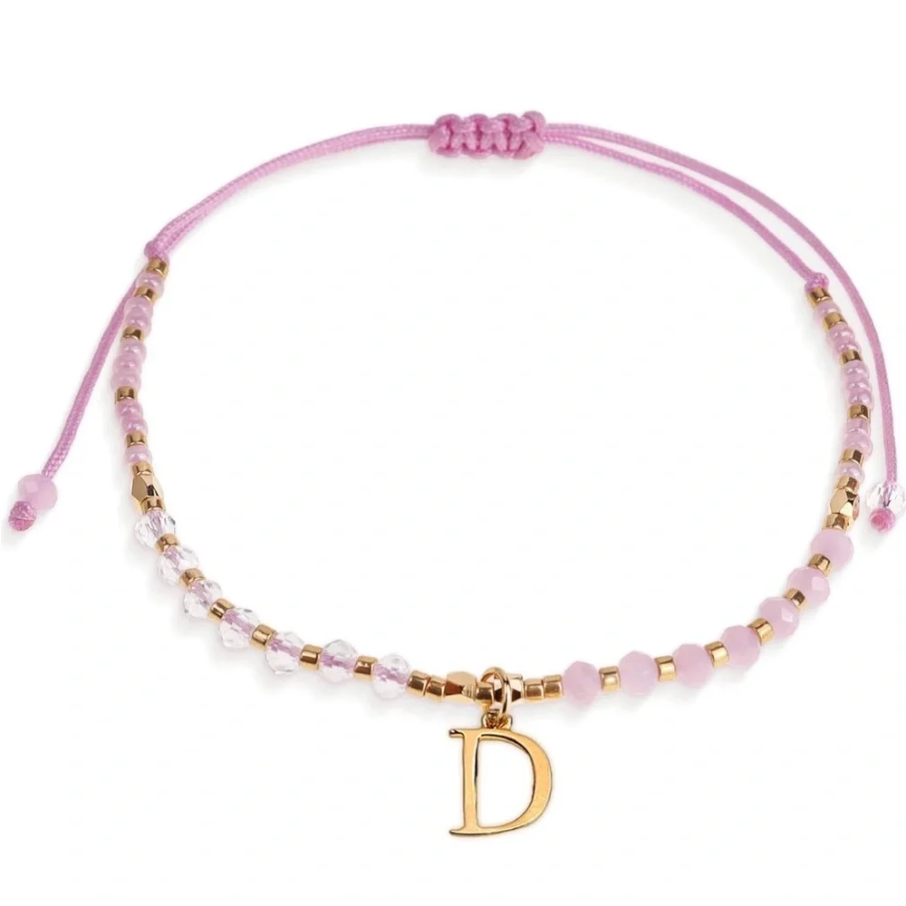 Beaded Natural Stone Initial Bracelet - Picture 2 of 5